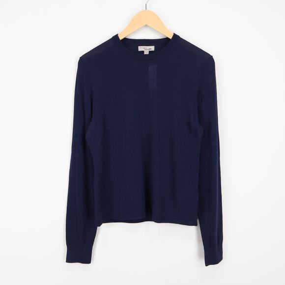 J.Crew Carolyn Fitted Crewneck Sweater Merino Wool Navy Size Large NWT - Picture 2 of 8